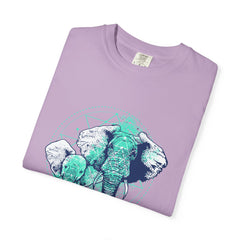 Graphic Mother And Baby Elephant Teal Blue Print T-Shirt - Sinful Threads