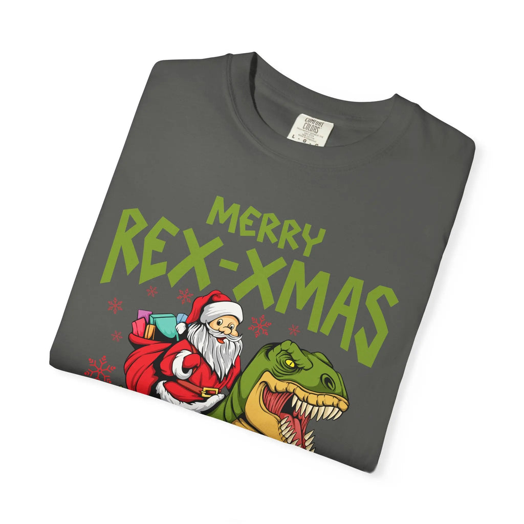 Merry Rex Xmas Tee - Funny Santa Dinosaur Gift - Sinful Threads