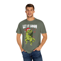 Christmas Dinosaur Tee - Santa T-Rex - Let It Snow Gift