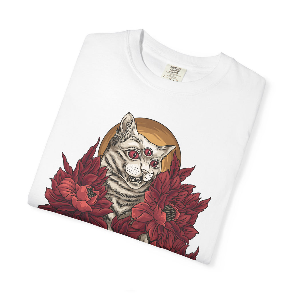 Occult Cat Tee - Weirdcore Ouija Shirt - Floral Graphic - Sinful Threads