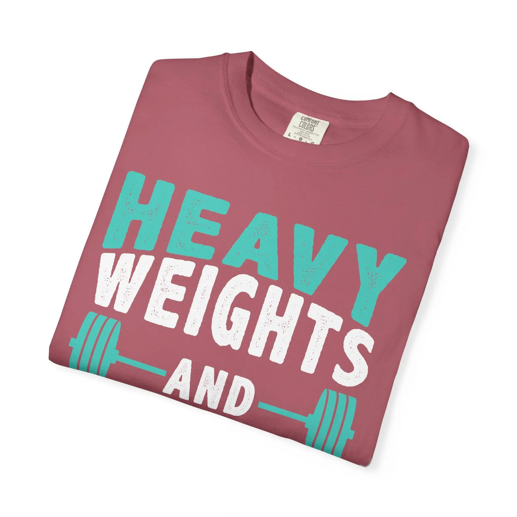 Gym Workout T-Shirt - Heavy Weights Protein Shakes Design for Lifters Printify