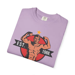 Vintage Bodybuilder Star Emblem Shirt - 1988 Retro Fitness Tee