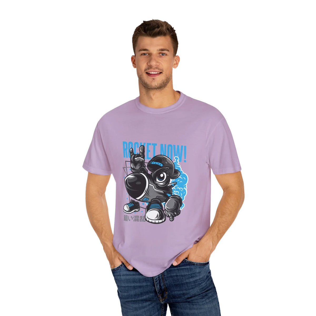 Rocket Now Cartoon Graphic Unisex Relaxed Fit T-Shirt - Sinful Threads