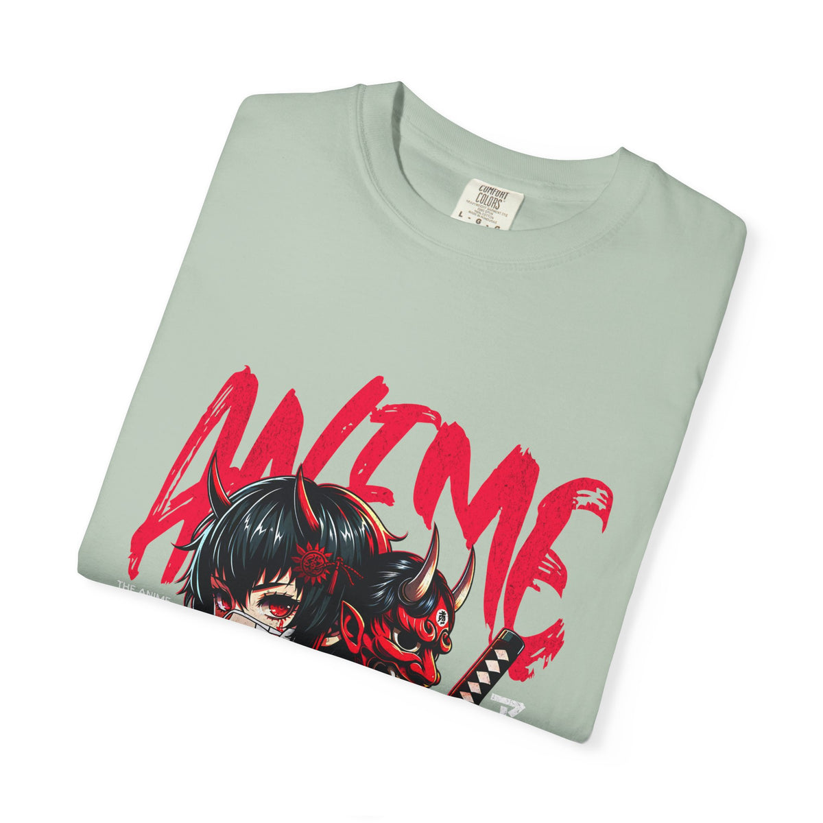 Oni Mask Anime Tee - Katana Demon Girl - Japanese Gift