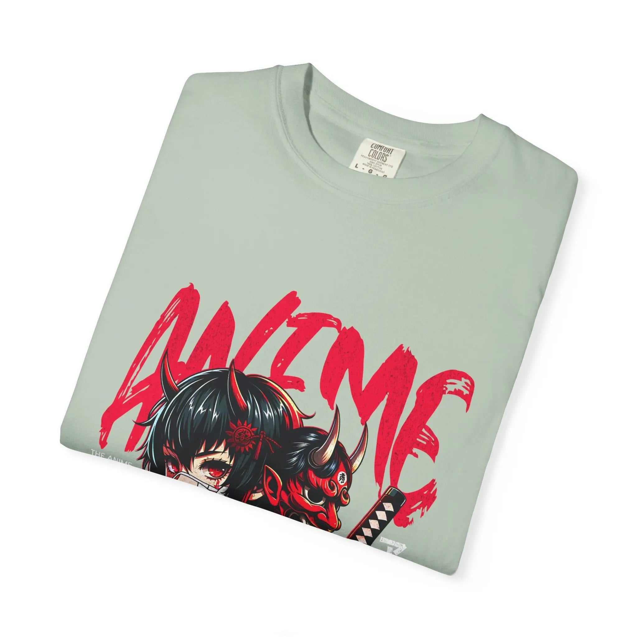 Oni Mask Anime Tee - Katana Demon Girl - Japanese Gift - Sinful Threads