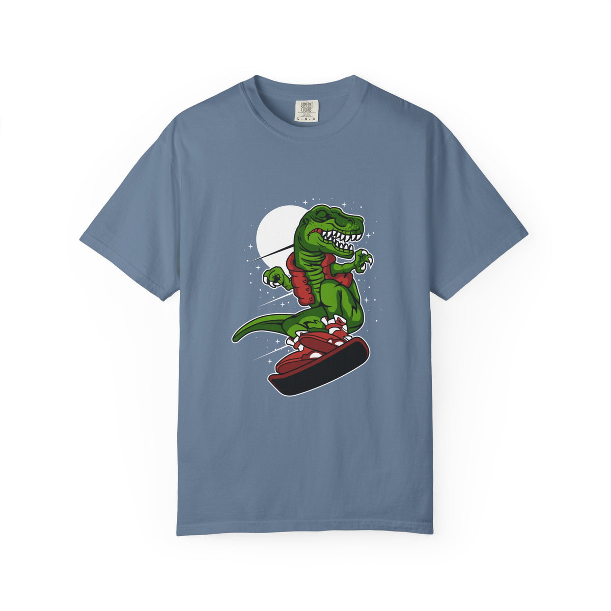 T-Rex Dinosaur on Snowboard Winter Sports Graphic T-Shirt