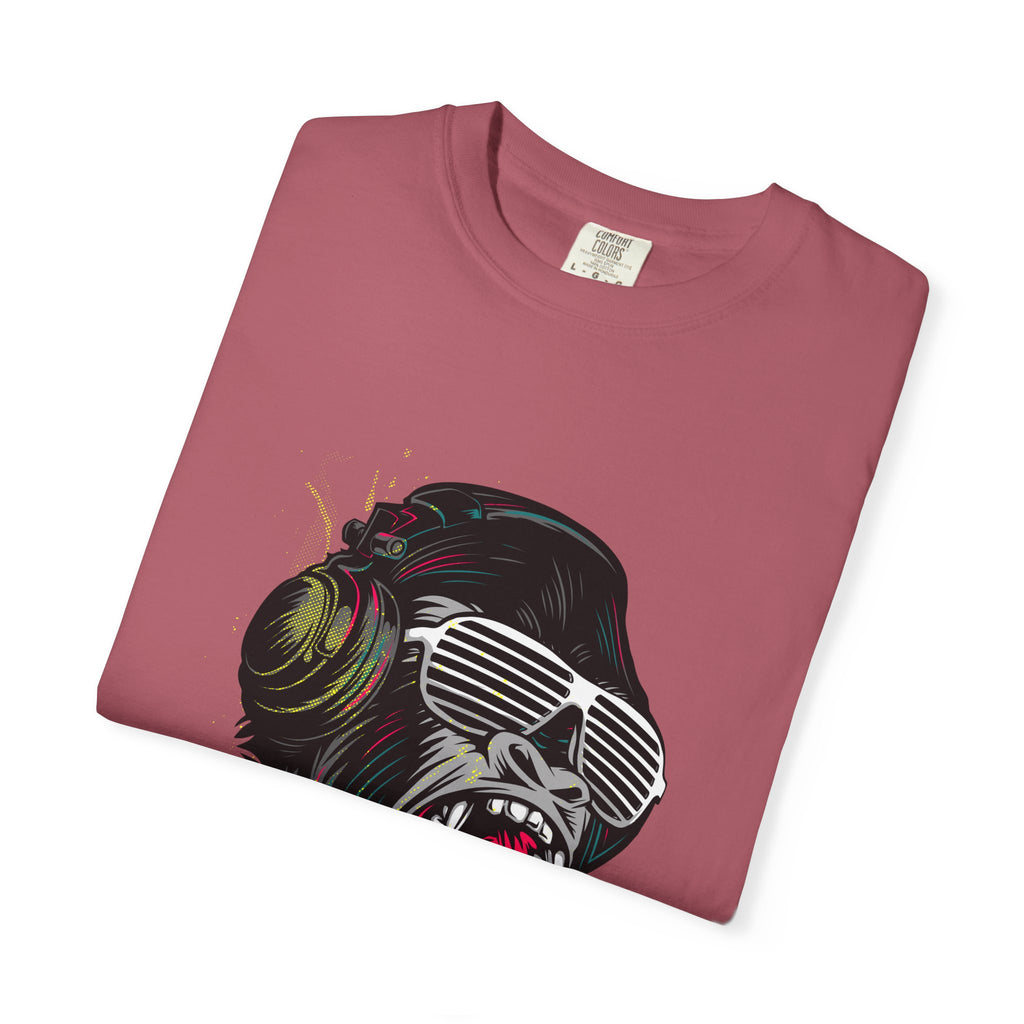 Angry Gorilla With Headphones And Glasses Design T-Shirt - Sinful Threads