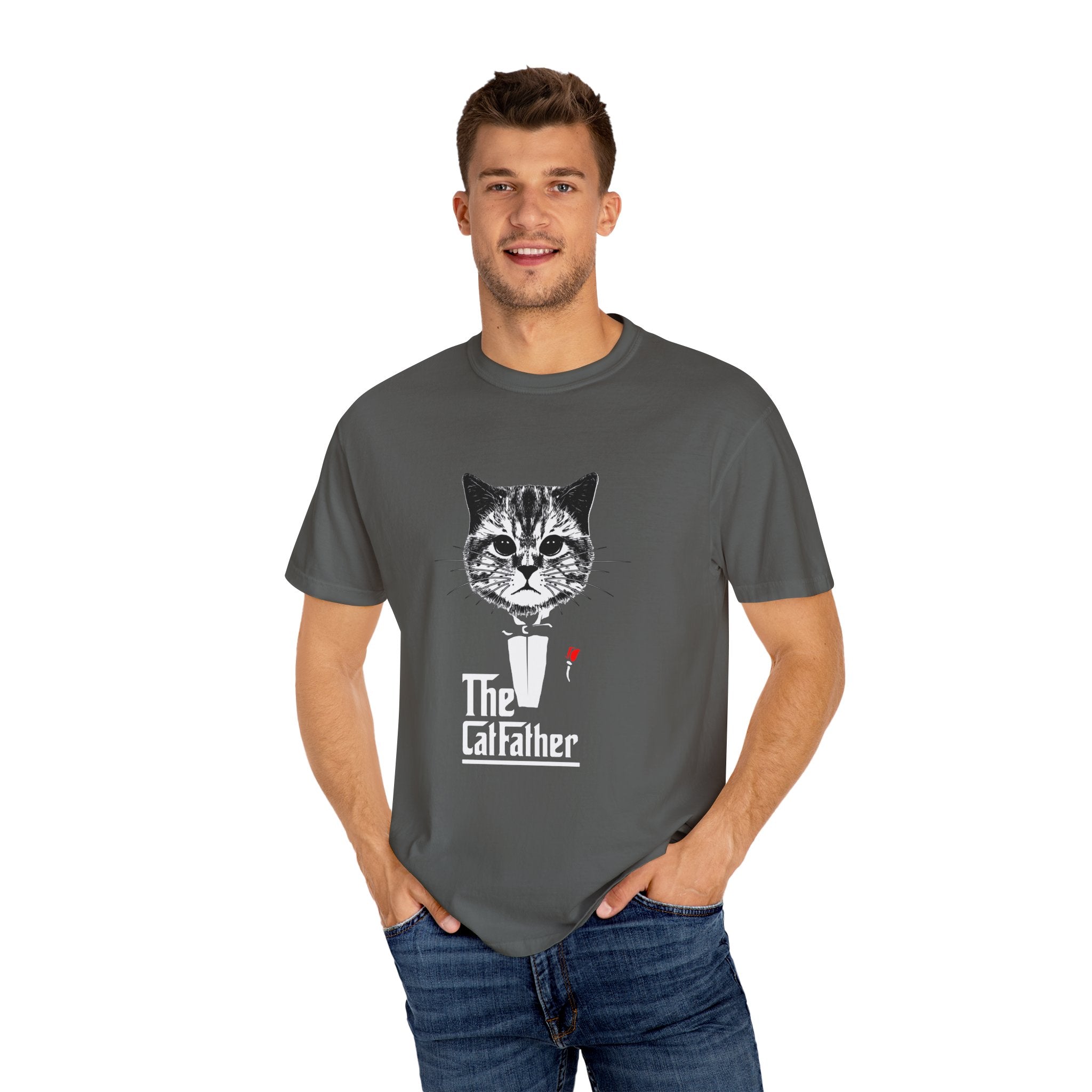 Cat Father Tee - Funny Kitten Shirt - Tuxedo Graphic Tee - Sinful Threads