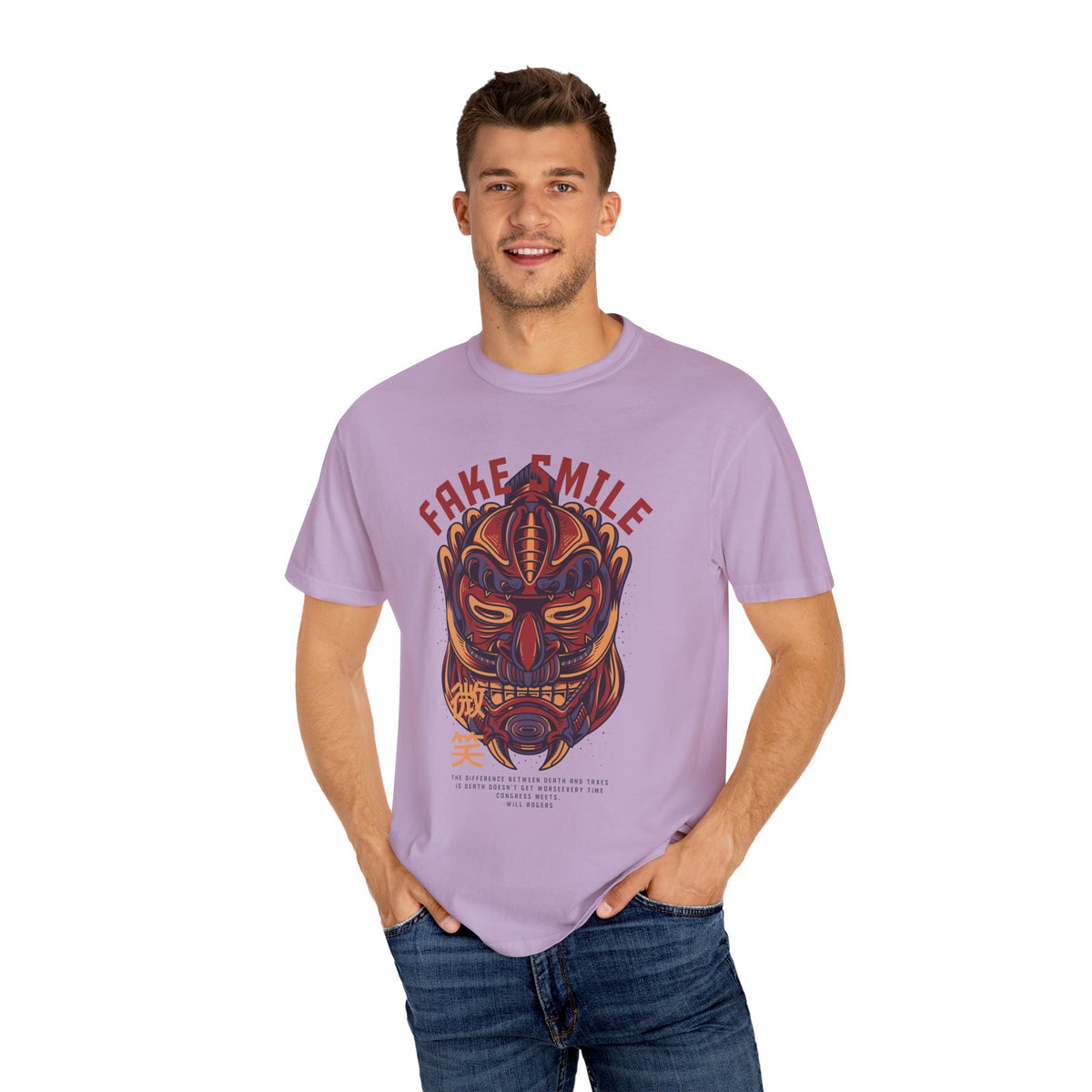 Fake Smile Japanese Mask Quote Art Design Graphic T-Shirt
