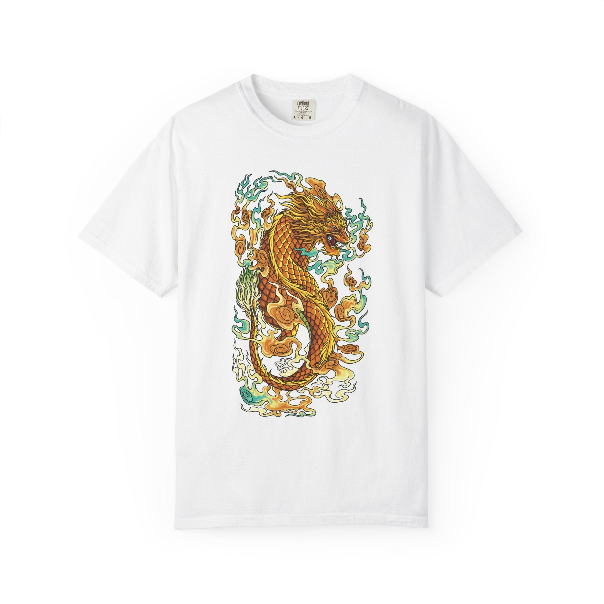 Golden Dragon Graphic Tee – Fantasy Creature Top - Sinful Threads