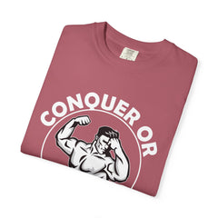 Conquer Fitness Motivation Graphic T-Shirt - Victory Design