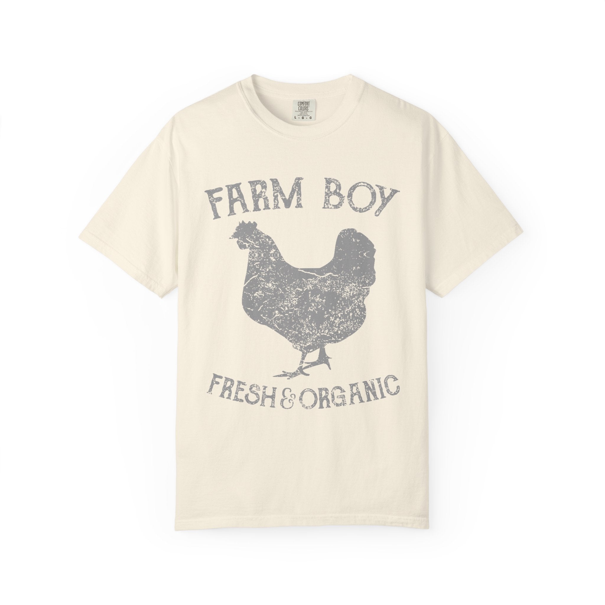 Farm Boy Fresh and Organic Graphic Print Rooster T-Shirt - Sinful Threads