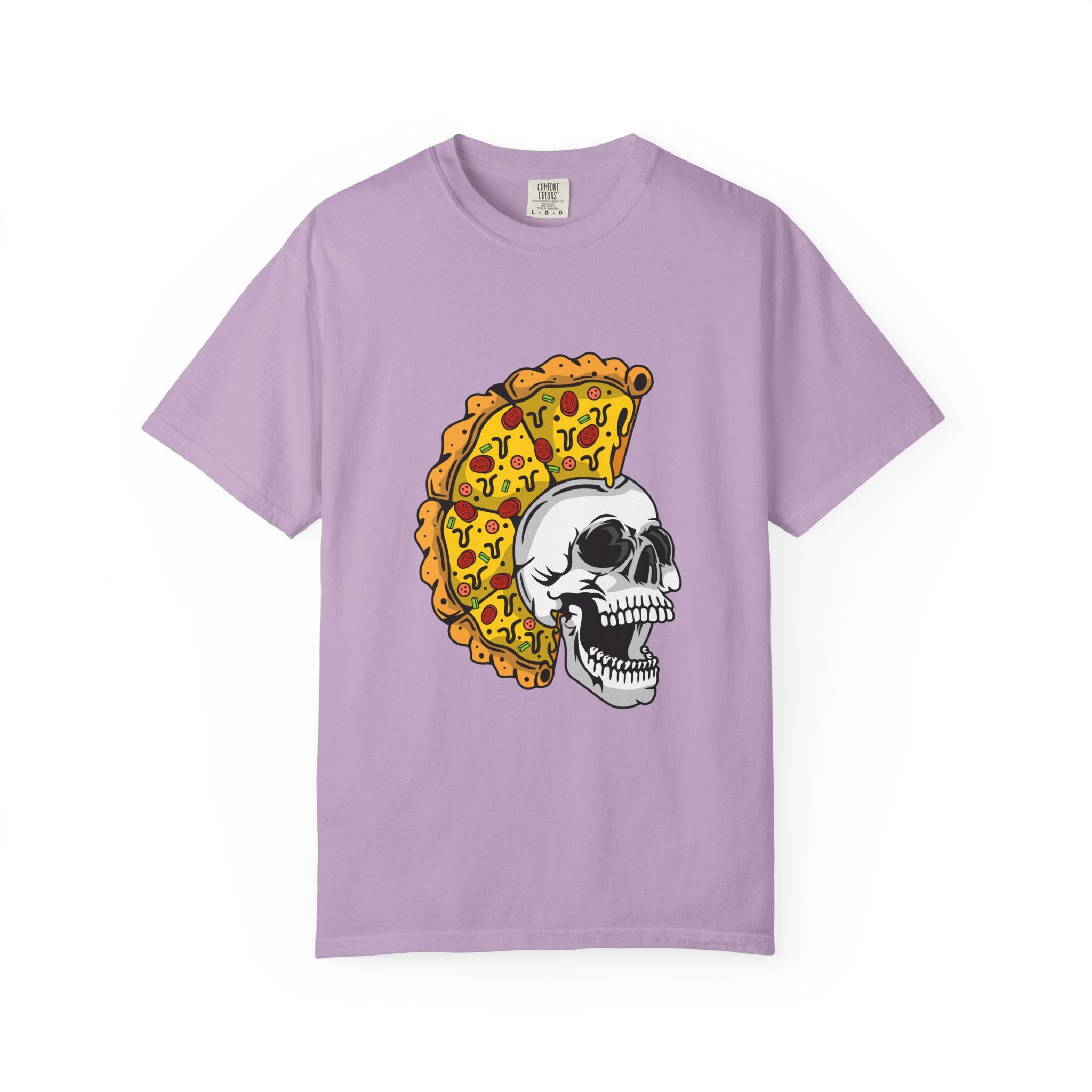 Pizza Mohawk Skull Funny Graphic Unique Design T-Shirt - Sinful Threads