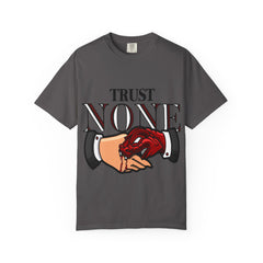 Trust None Tee – Snake Handshake Dark Streetwear
