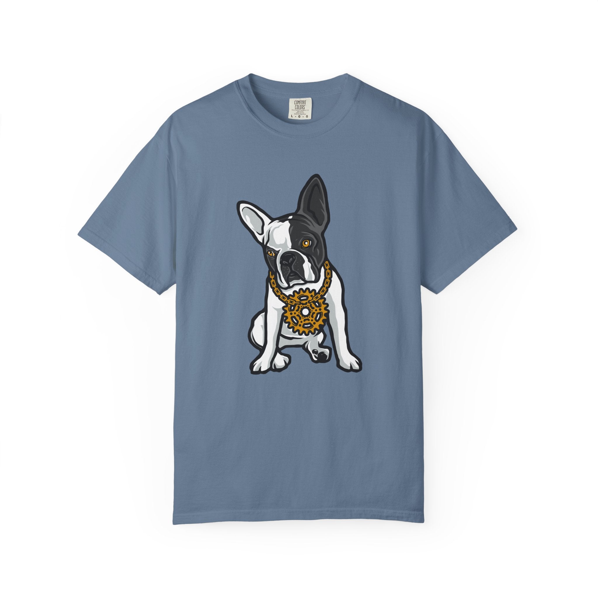 Cartoon French Bulldog with Gear Necklace Cool Dog T-Shirt - Sinful Threads