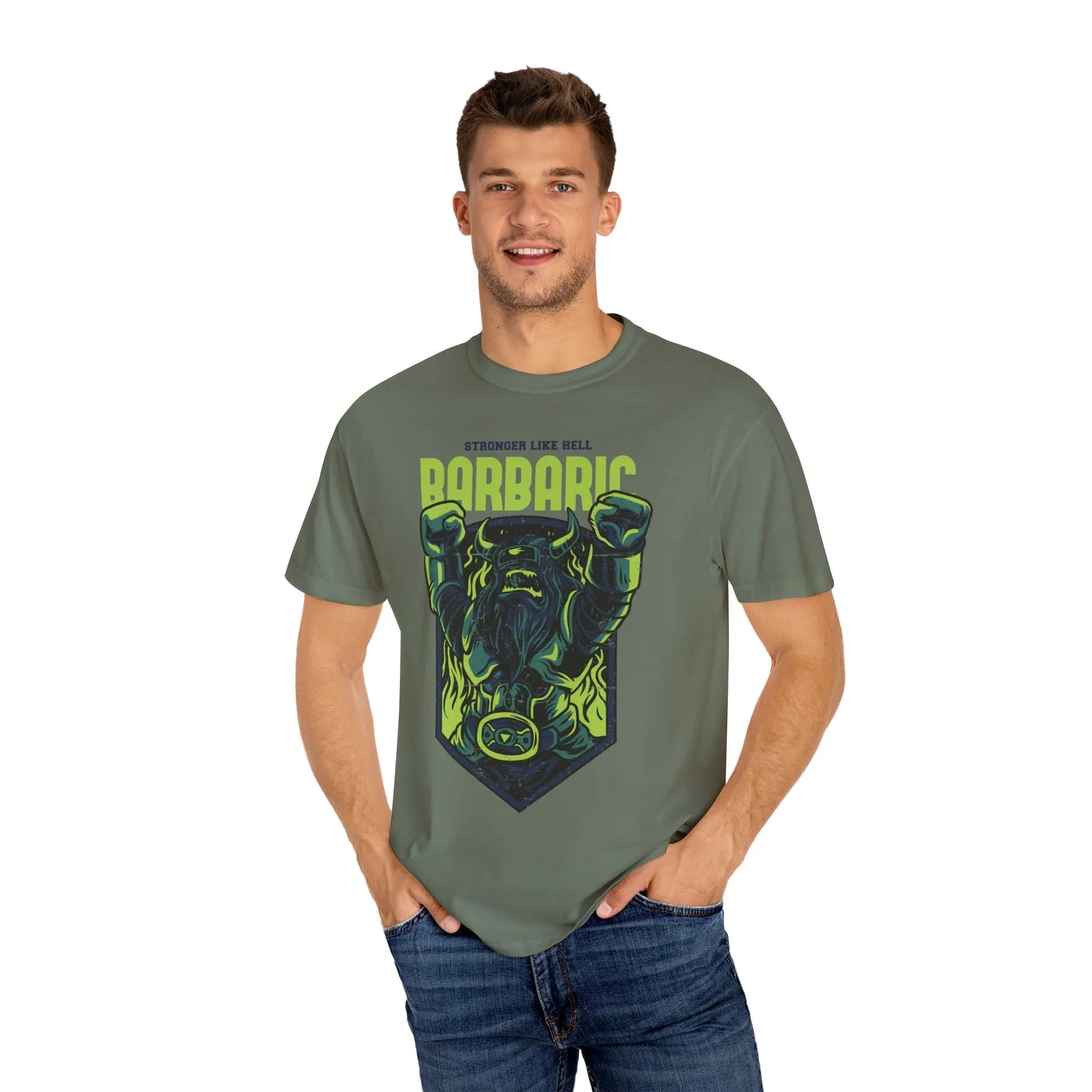 Barbaric Stronger Like Hell Viking Warrior T-Shirt - Sinful Threads