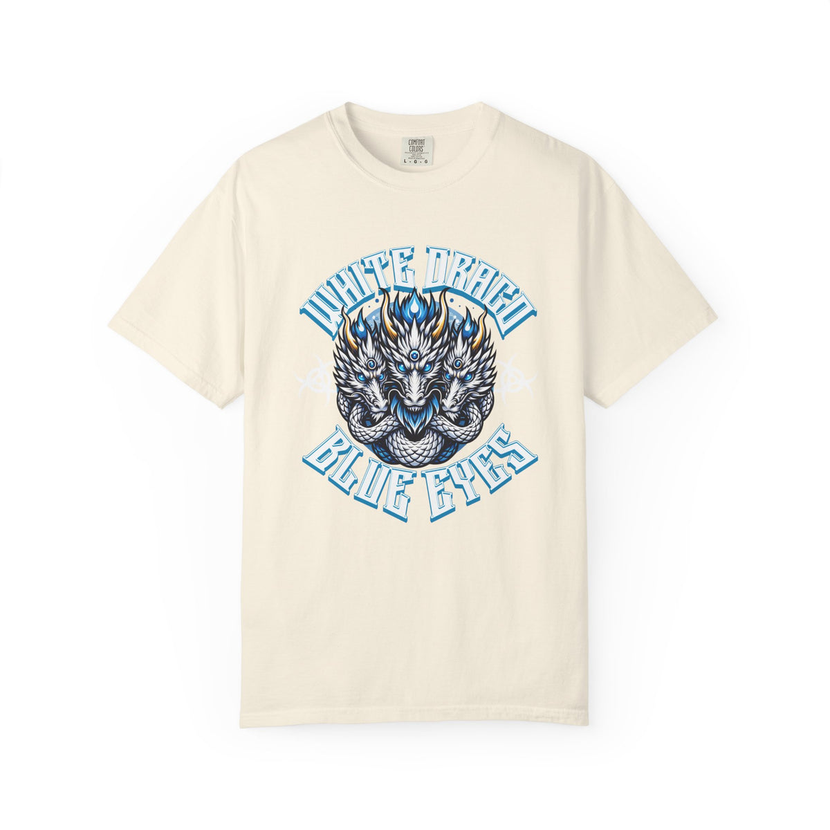 Dragon Art Tee - Blue-Eyed Three-Headed Fantasy Gift