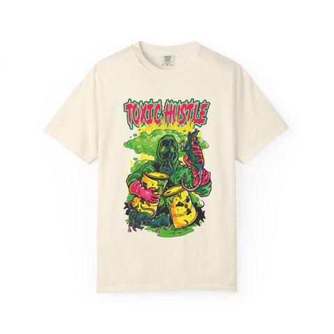 Toxic Hustle Hazmat Gas Mask Biohazard Tee - Survival Horror Shirt
