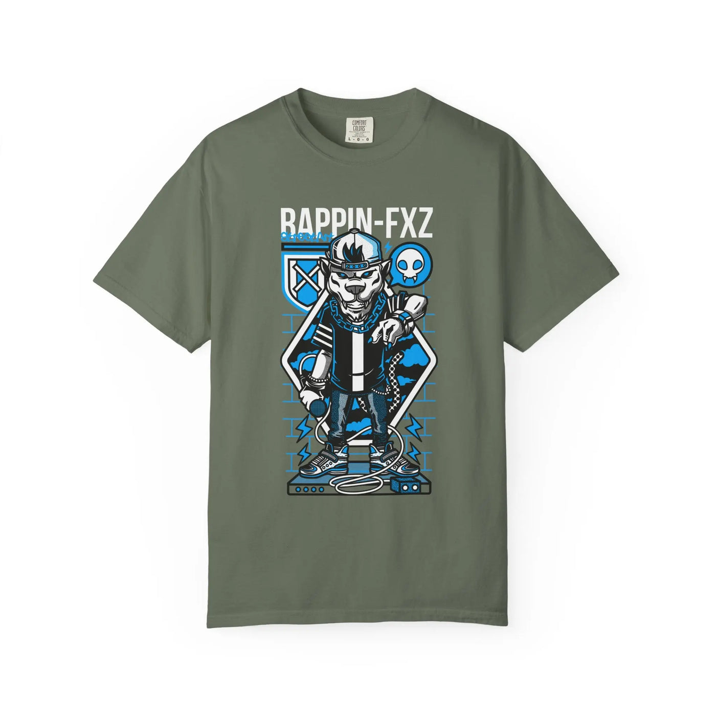 Gangster Wolf with Microphone Urban Art Drawing T-Shirt - Sinful Threads