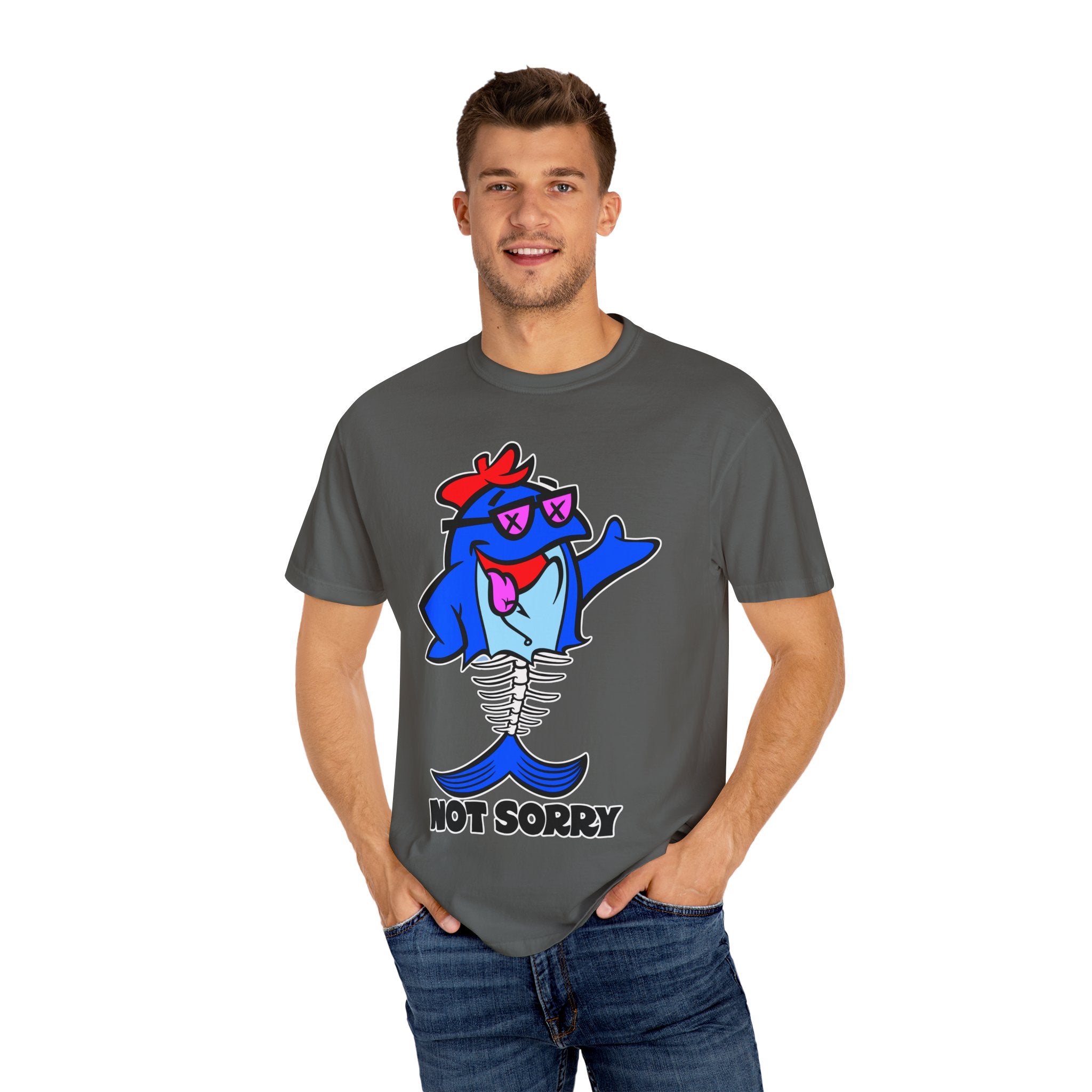 Funny Shark Shirt - Not Sorry Skeleton Design Tee - Sinful Threads