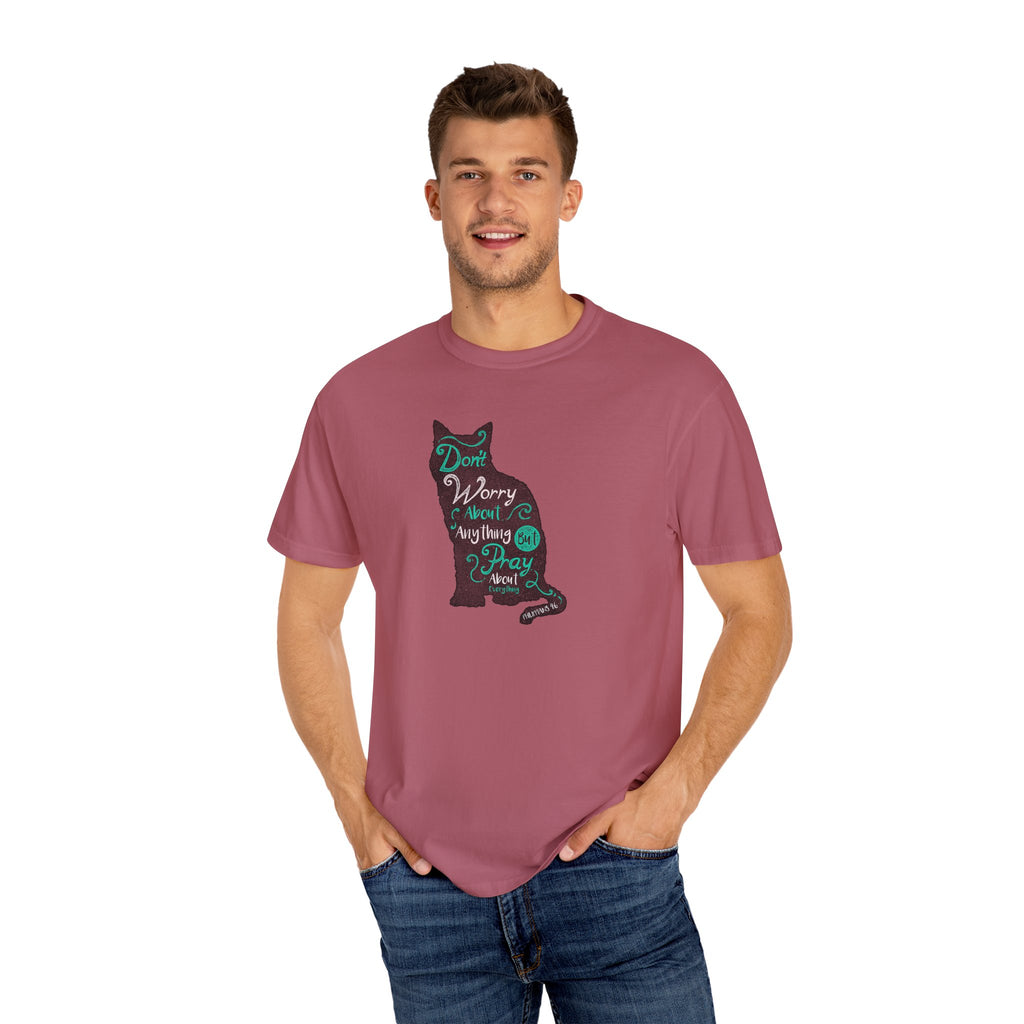 Don't Worry About Anything But Pray Christian Cat T-Shirt - Sinful Threads