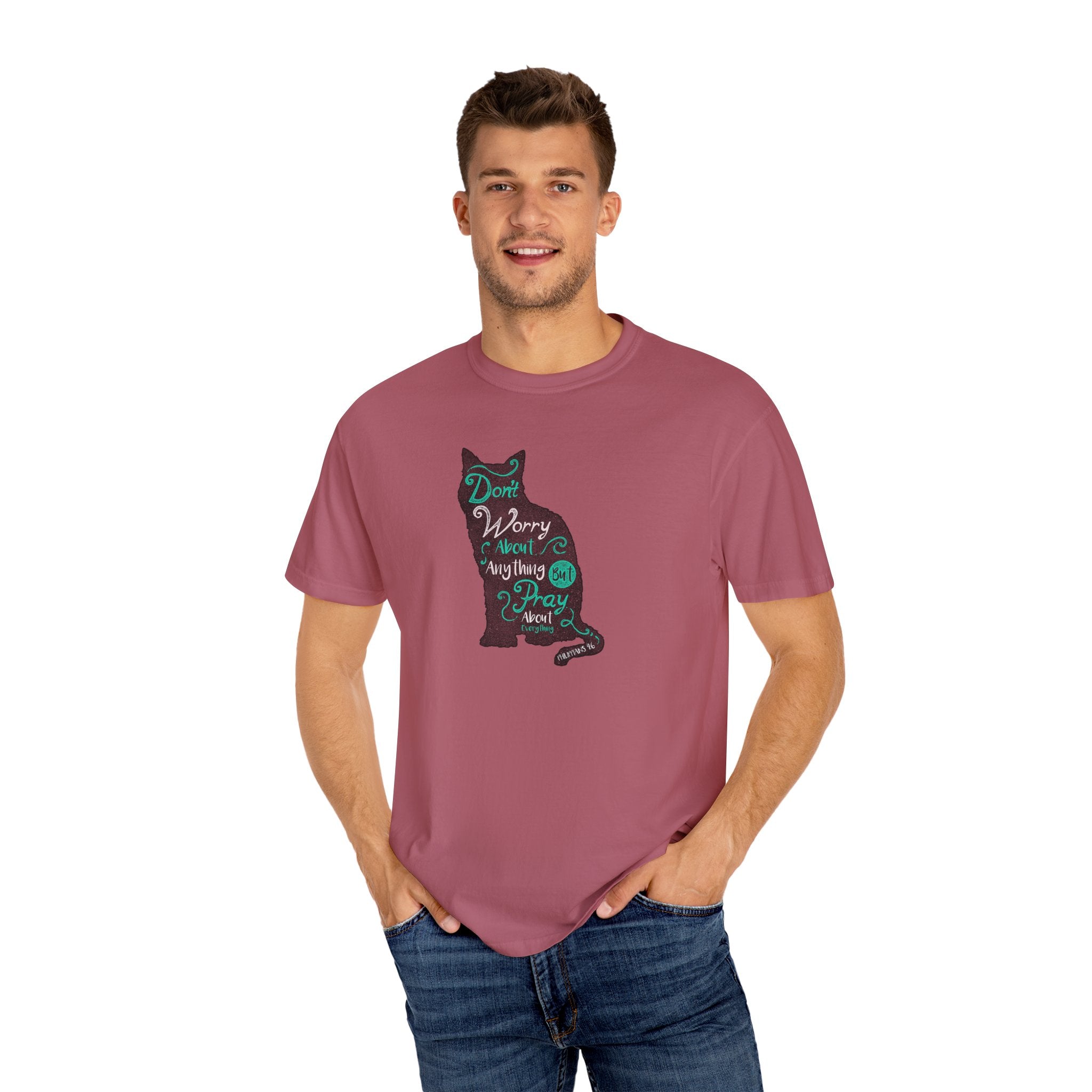 Don't Worry About Anything But Pray Christian Cat T-Shirt - Sinful Threads