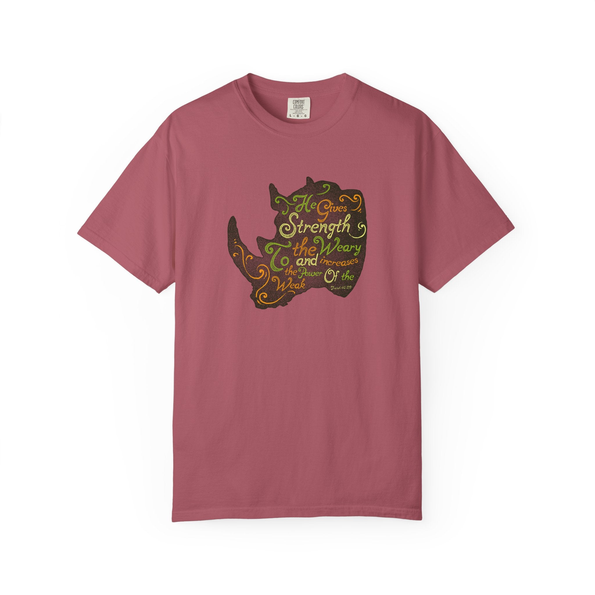 He Gives Strength to the Weary Rhino T-Shirt - Sinful Threads