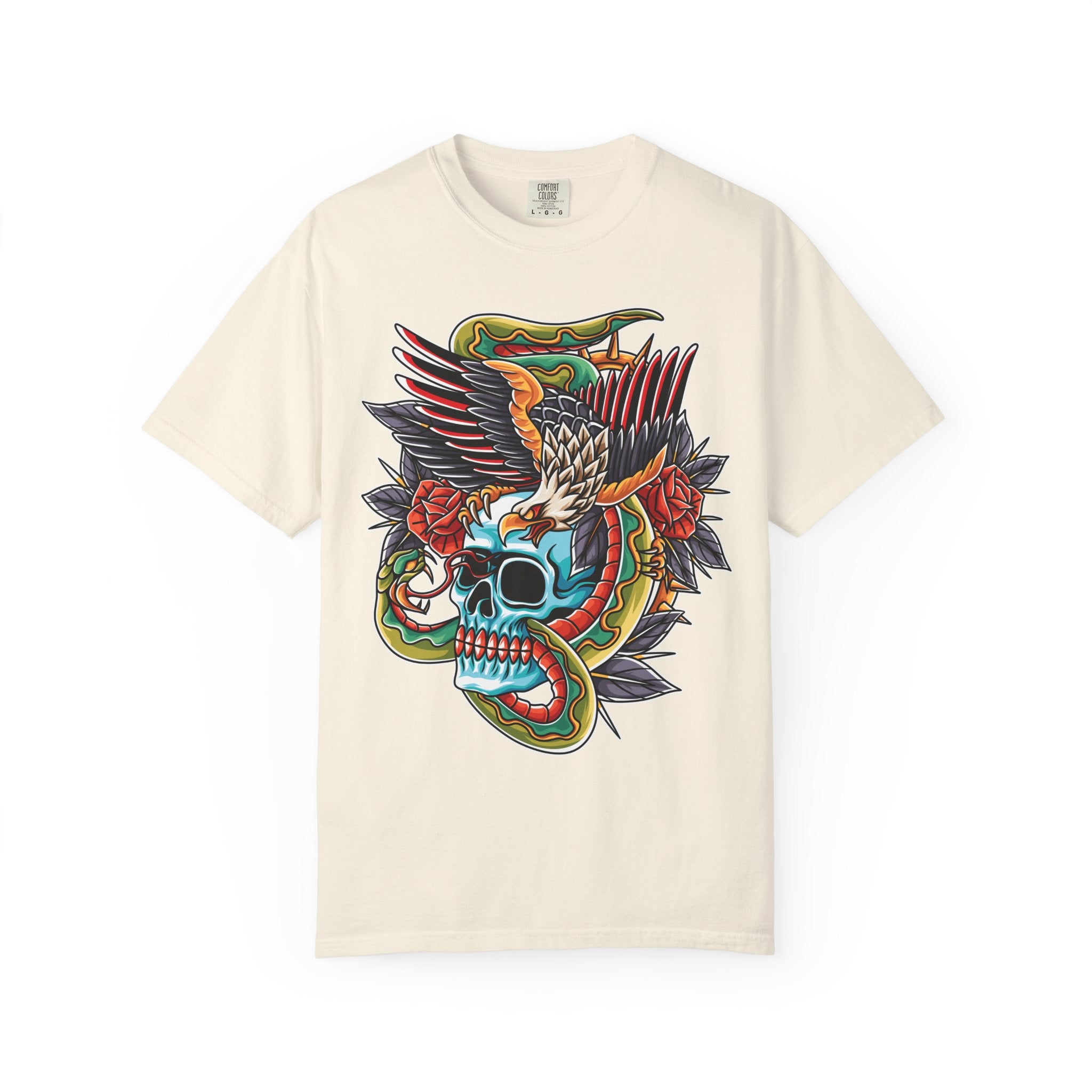 Biker Tattoo Shirt - Skull Eagle Snake Tee - Outlaw Apparel - Sinful Threads
