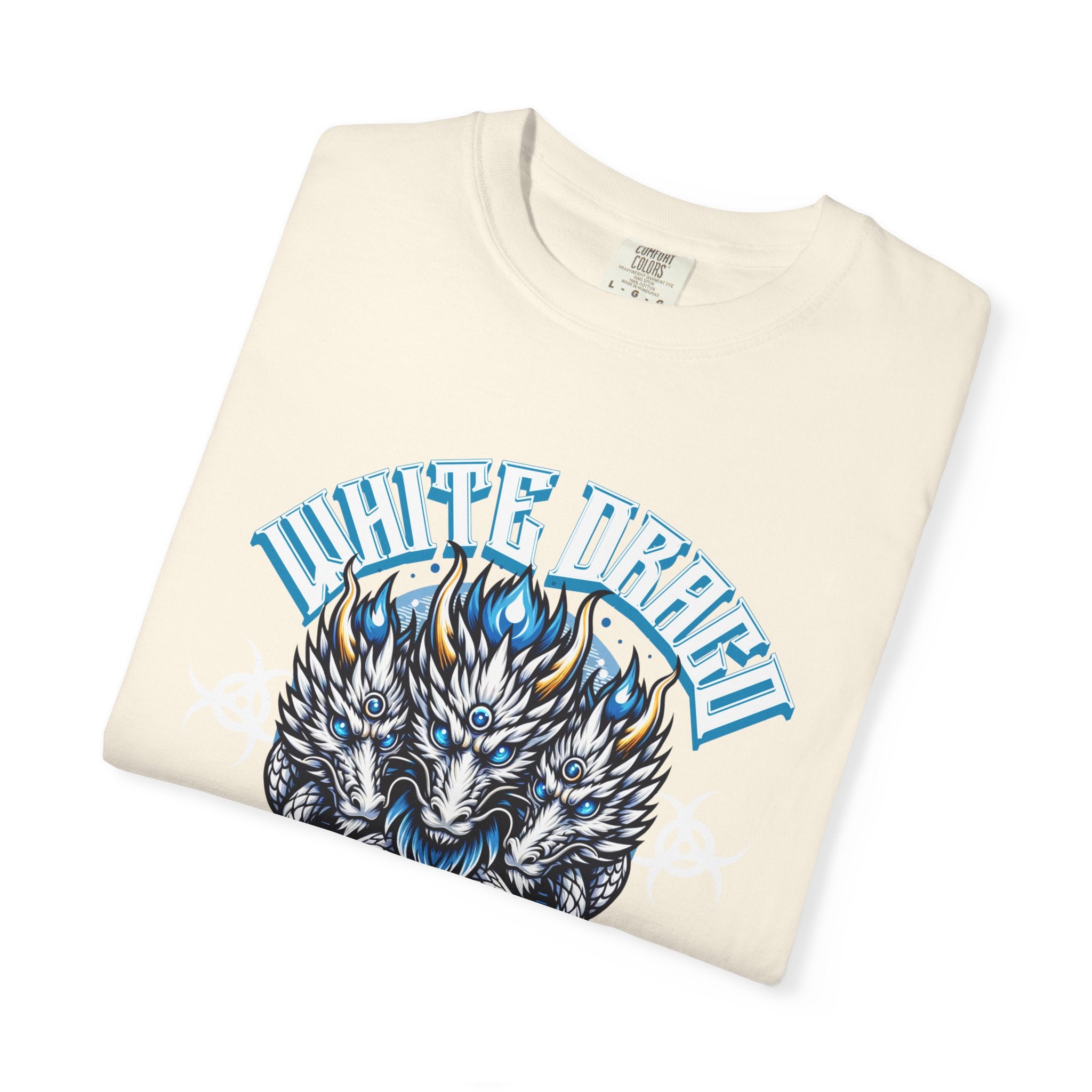 Dragon Art Tee - Blue-Eyed Three-Headed Fantasy Gift - Sinful Threads