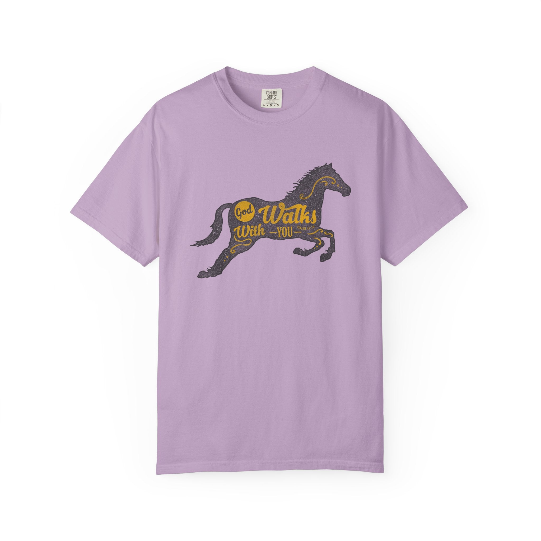 God Walks With You Isaiah 41 10 Religious Horse T-Shirt - Sinful Threads