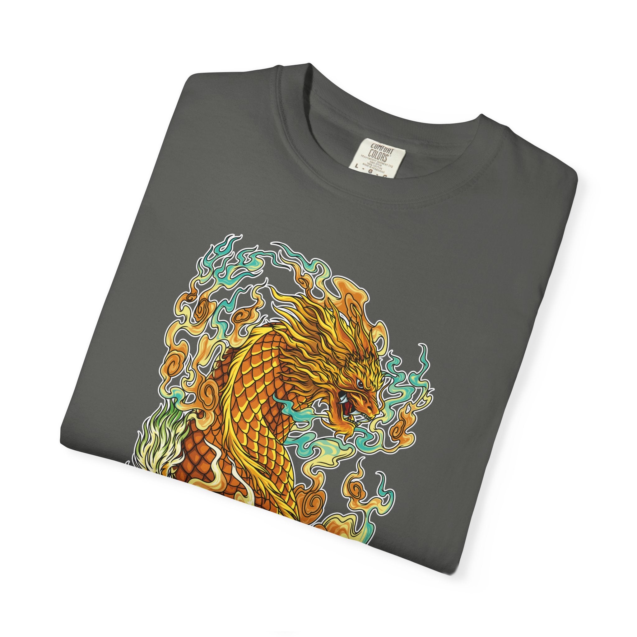 Golden Dragon Graphic Tee – Fantasy Creature Top - Sinful Threads