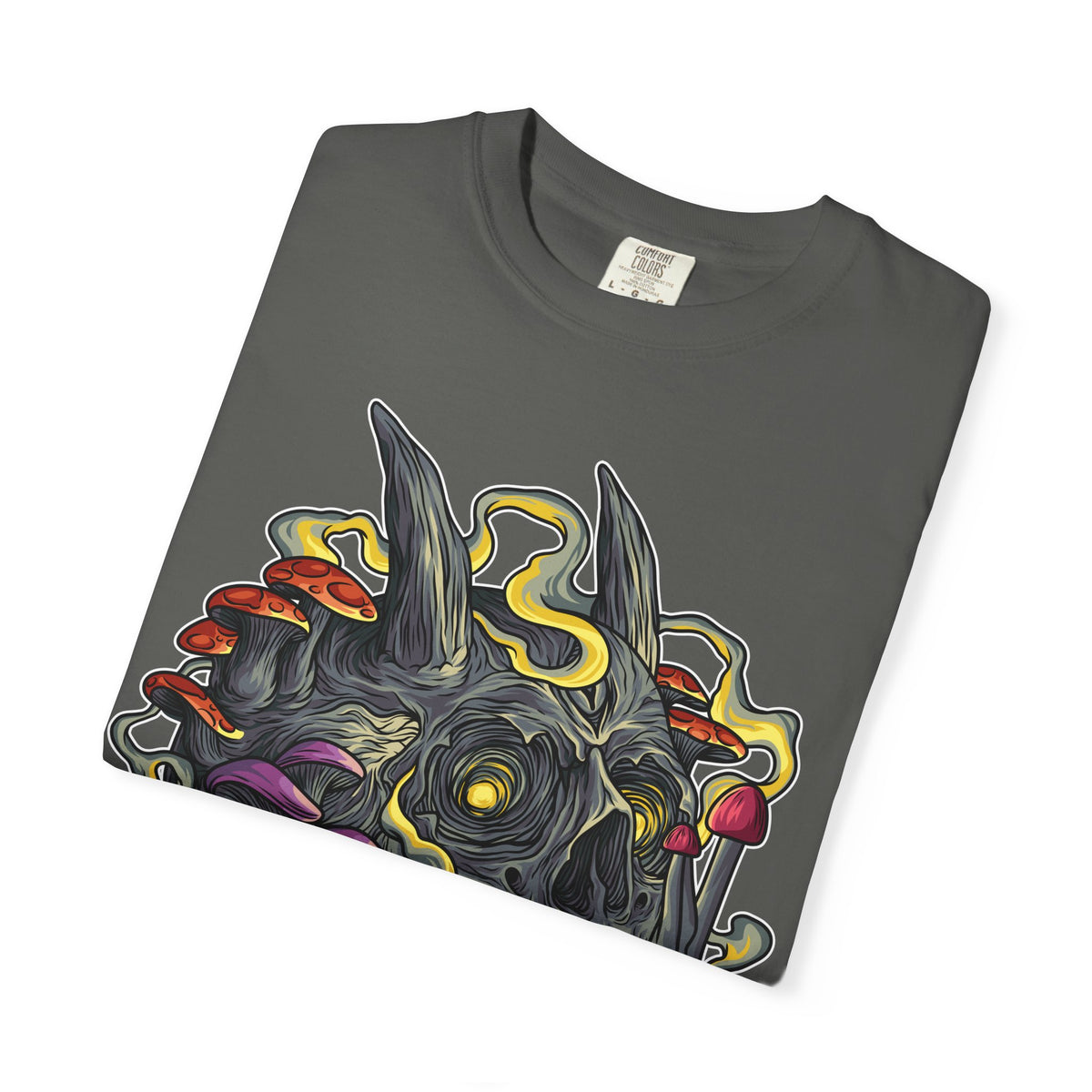 Gothic Mushroom Tee - Horned Skull Deathcore Shirt Gift