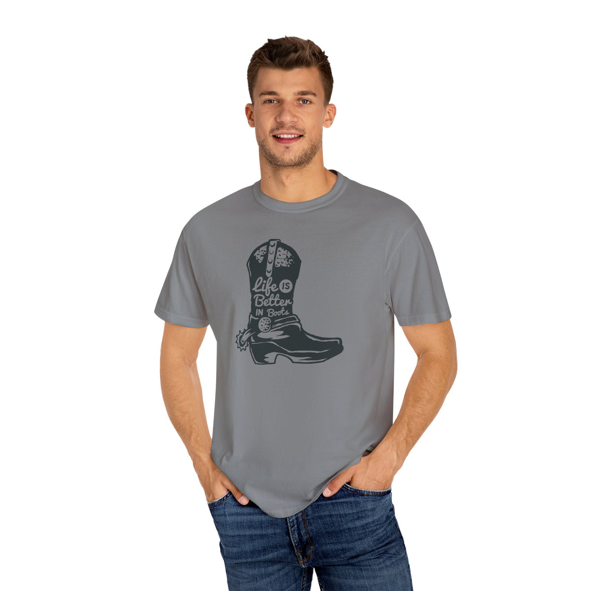 Life Is Better In Boots Funny Slogan Western T-Shirt