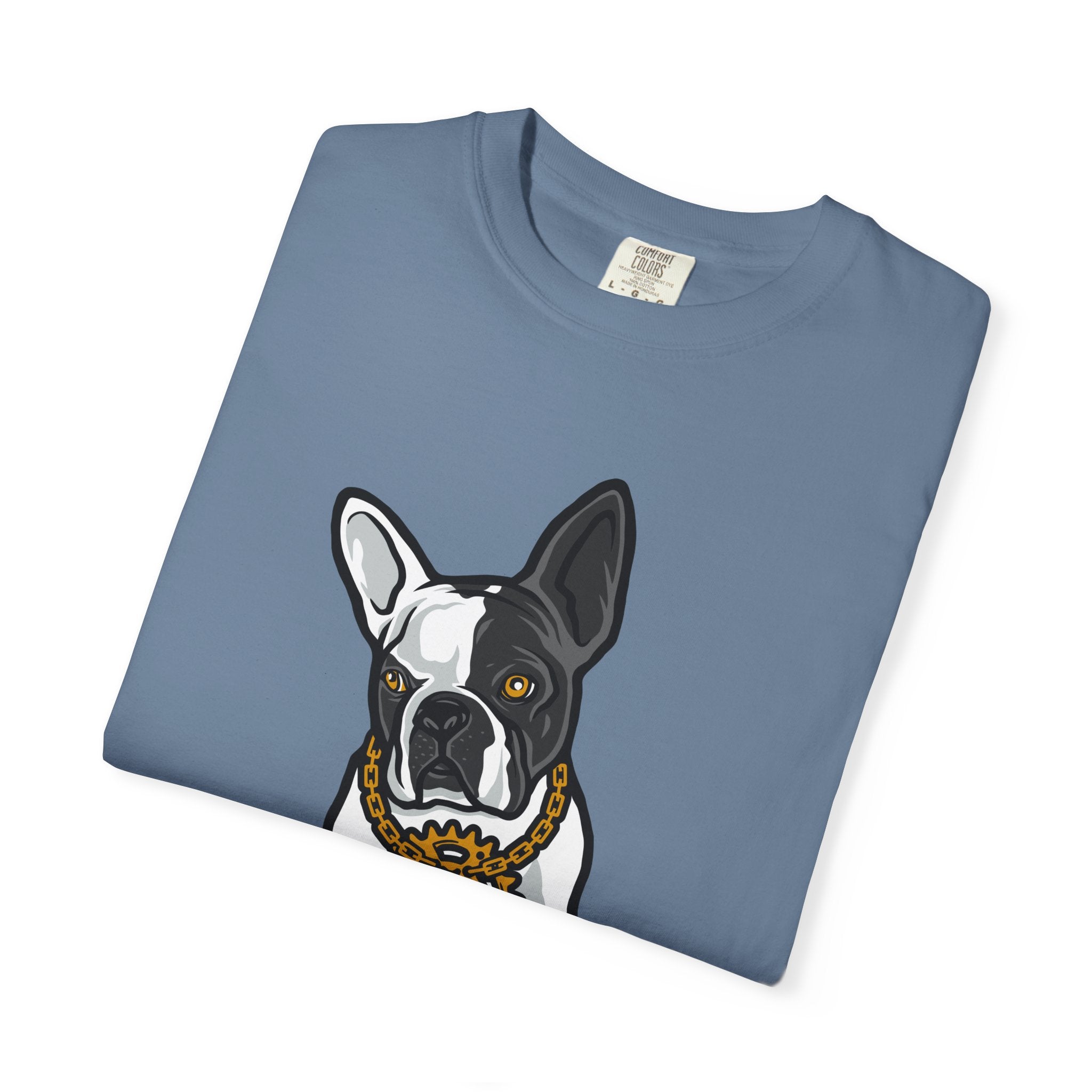 Cartoon French Bulldog with Gear Necklace Cool Dog T-Shirt - Sinful Threads