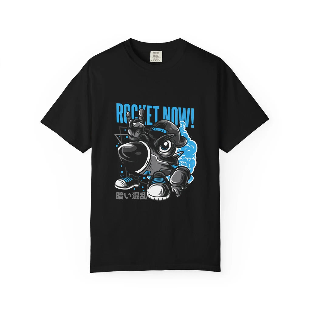 Rocket Now Cartoon Graphic Unisex Relaxed Fit T-Shirt - Sinful Threads