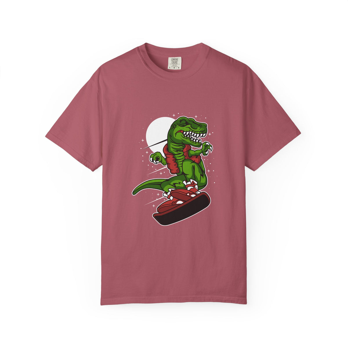 T-Rex Dinosaur on Snowboard Winter Sports Graphic T-Shirt