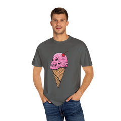 Skull Ice Cream Art With Cherry On Top Design T-Shirt