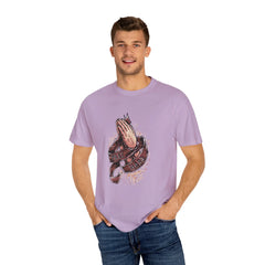 Pray Hard Hands With Ribbon Graphic Religious Art T-Shirt - Sinful Threads