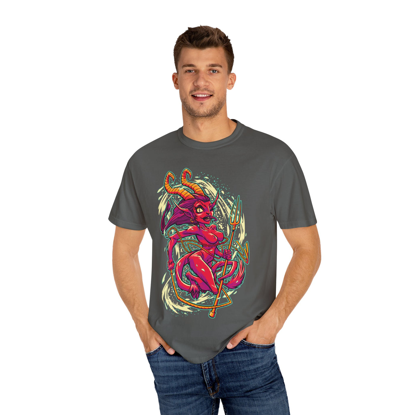 Female Krampus T-Shirt - Cute She Devil Cartoon Tee - Sinful Threads
