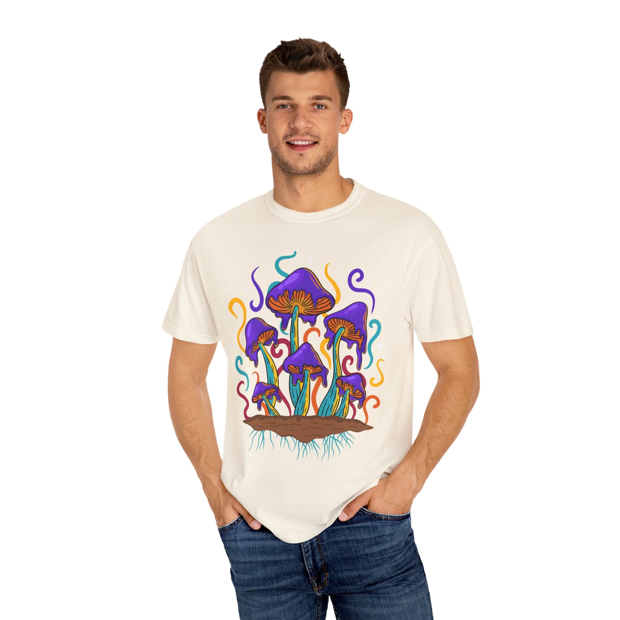 Psychedelic Mushroom Tee - Groovy Fungi Art Purple Gift - Sinful Threads