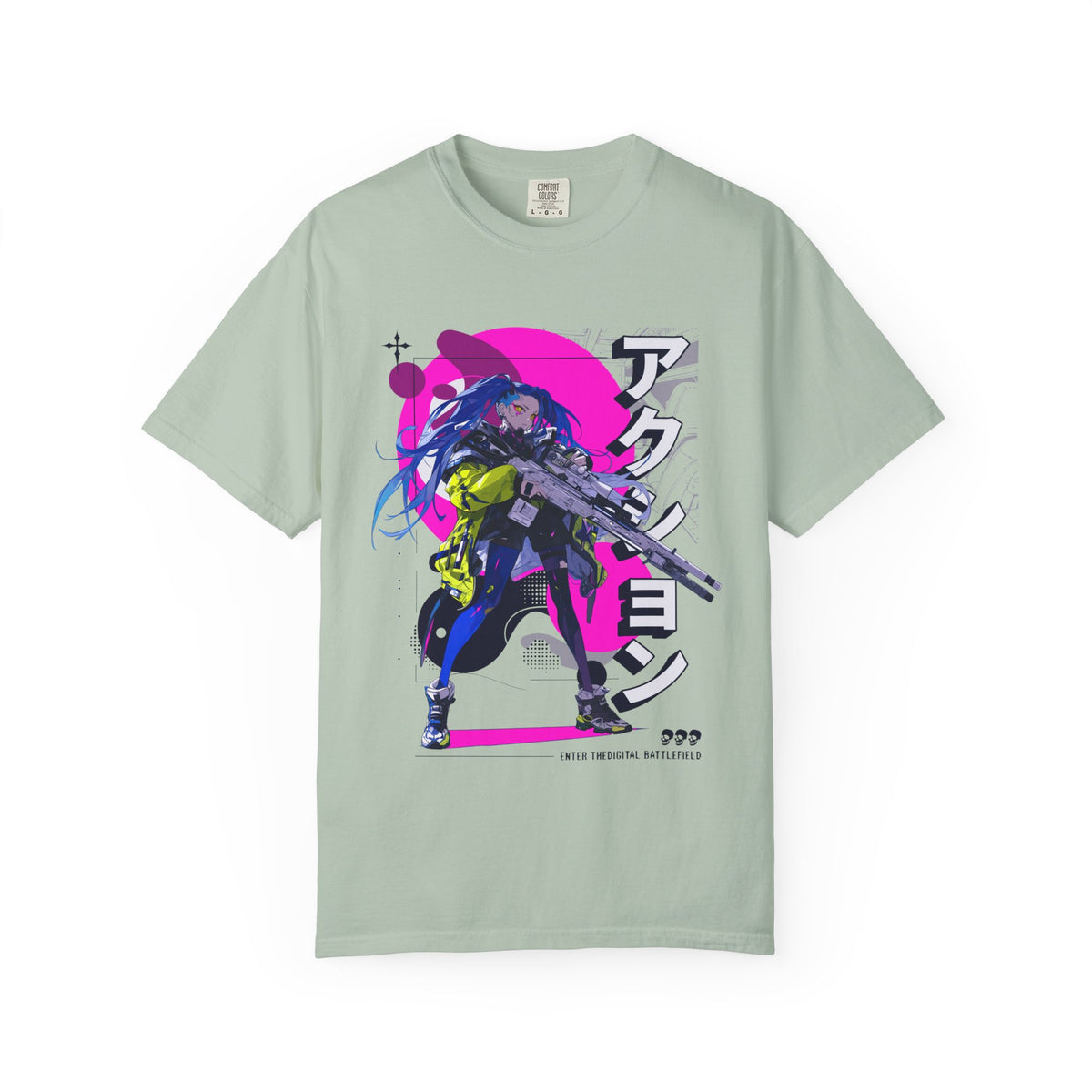 Cyberpunk Girl Tee - Futuristic Manga Gun Streetwear