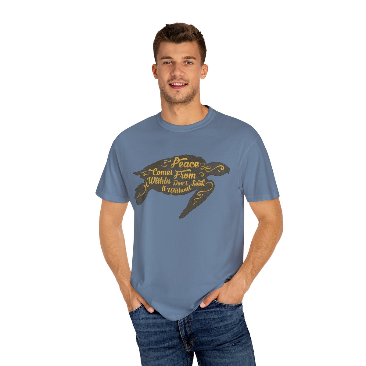 Sea Turtle Peace Comes From Within Design Graphic T-Shirt - Sinful Threads