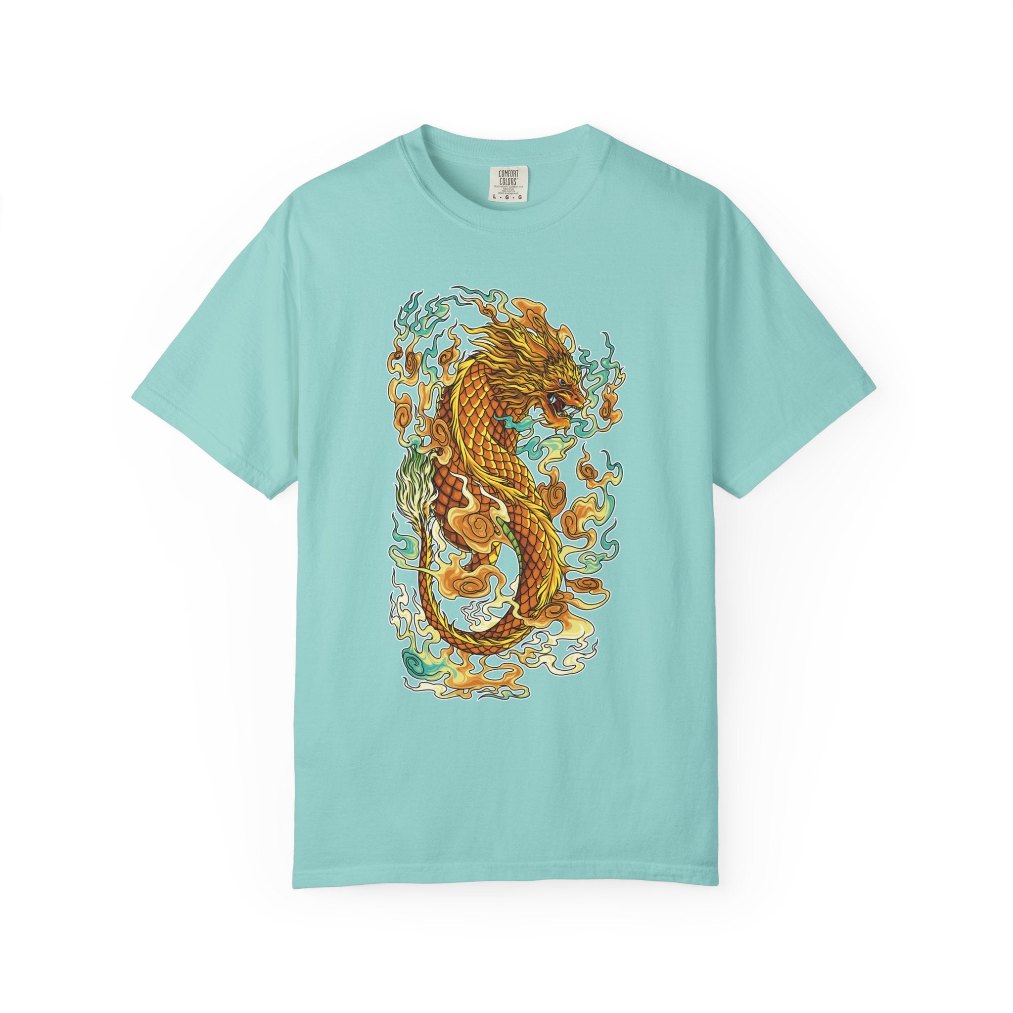 Golden Dragon Graphic Tee – Fantasy Creature Top - Sinful Threads