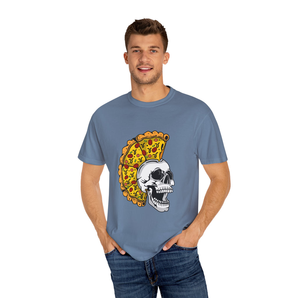 Pizza Mohawk Skull Funny Graphic Unique Design T-Shirt - Sinful Threads