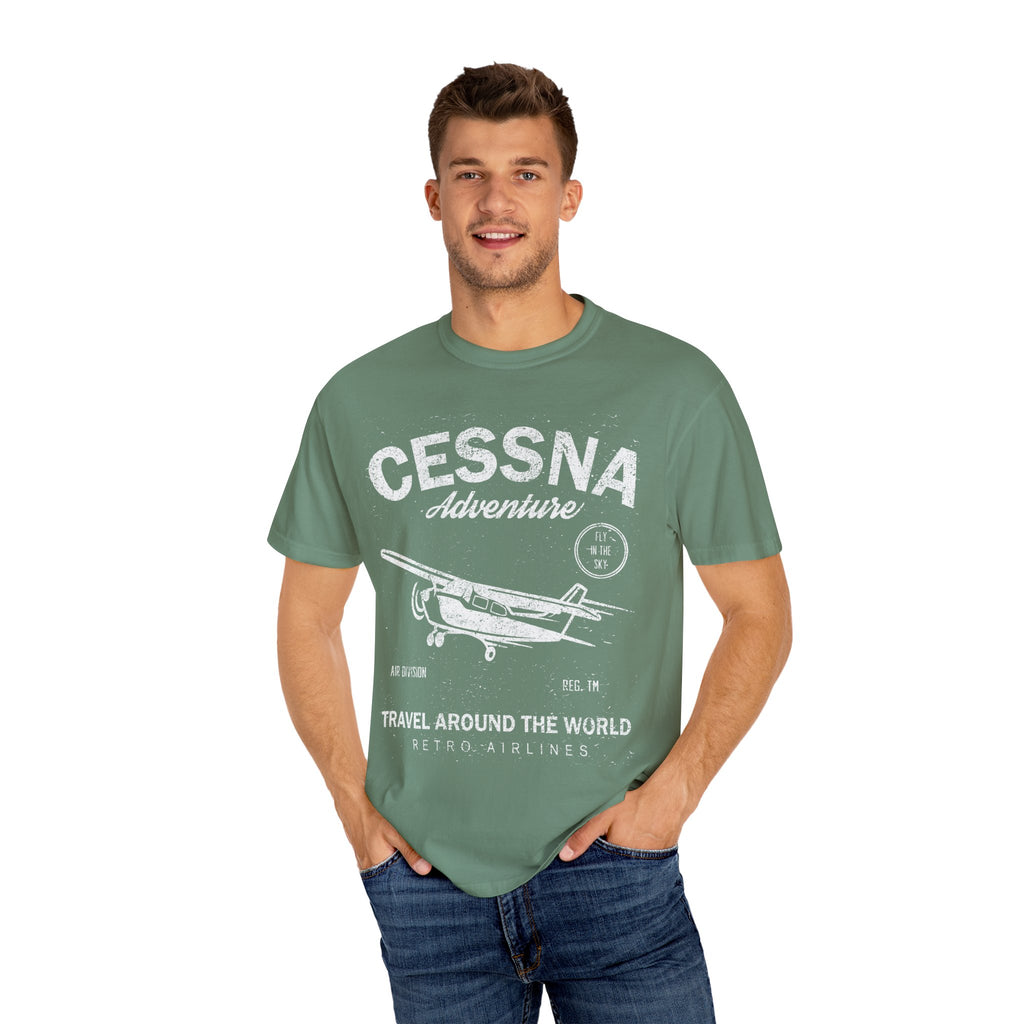 Cessna Adventure Travel Around The World Retro Airlines T-Shirt - Sinful Threads