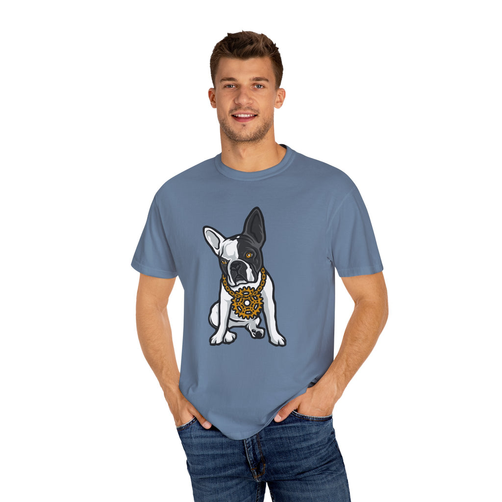 Cartoon French Bulldog with Gear Necklace Cool Dog T-Shirt - Sinful Threads