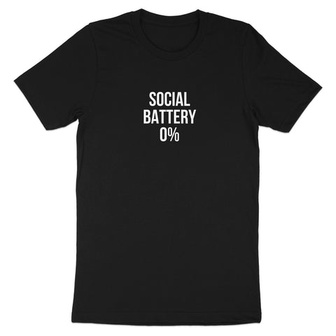 Social Battery 0 Percent Black Graphic Tee product