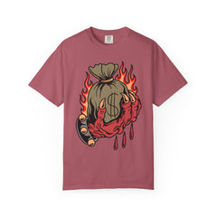 Money Bag Shirt - Devil's Hand Flaming Dollar Tattoo Tee