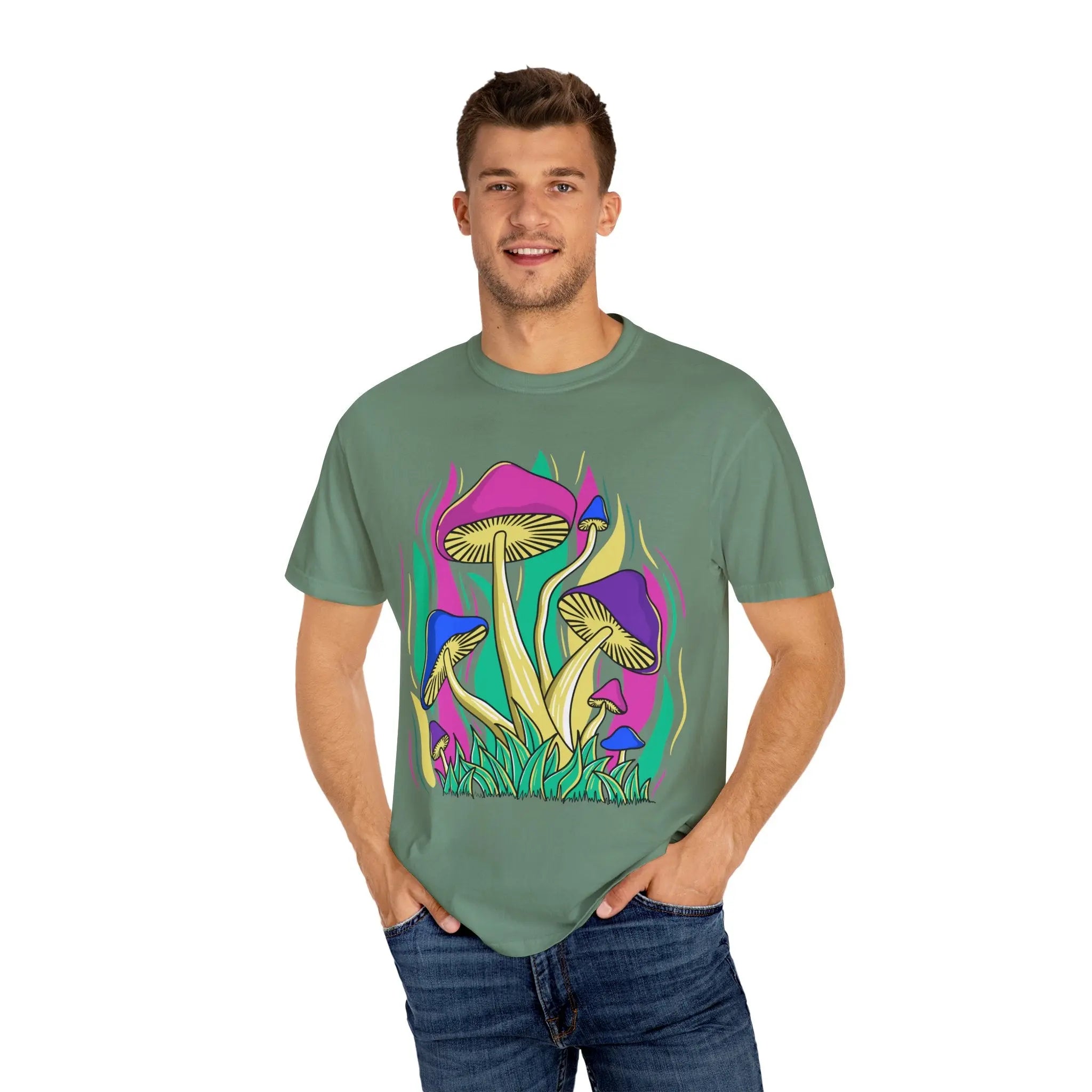 Psychedelic Mushroom Tee - Funky Art Cottagecore - Sinful Threads