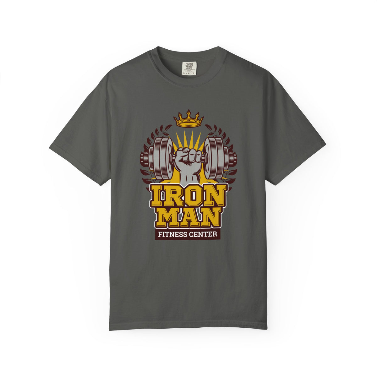 Iron Man Fitness Center Logo Graphic Design Image T-Shirt